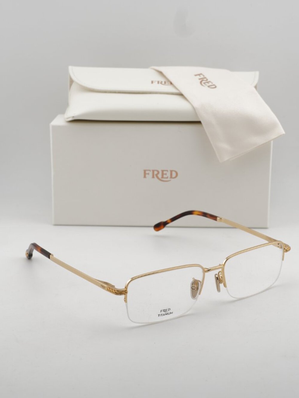 Fred FG50024F 032 Unisex Rectangle 56mm Eyeglasses - Gold - Picture 8 of 10